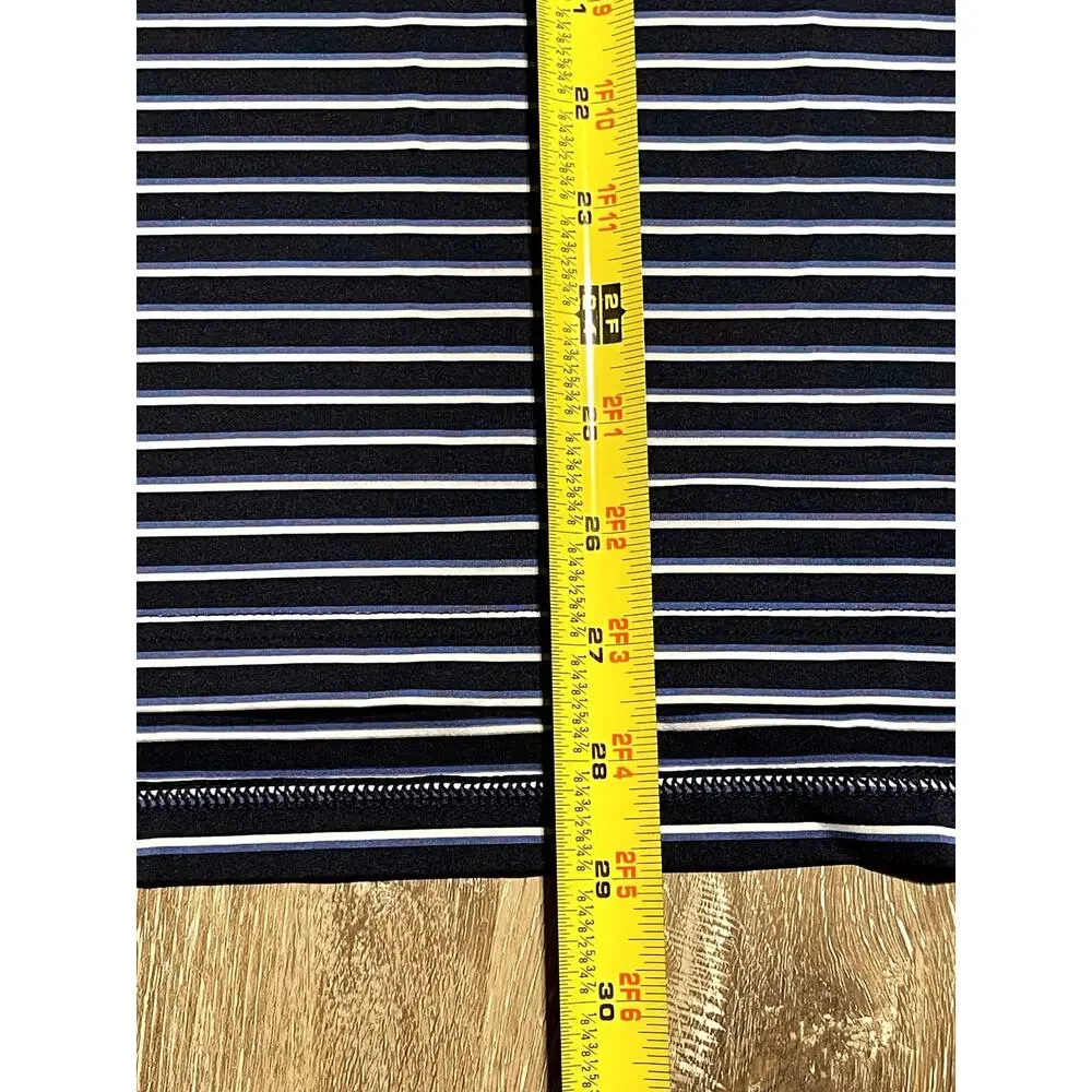 RLX Ralph Lauren Mens M Golf Blue Stripe Polo‎ Wicking Casual EUC